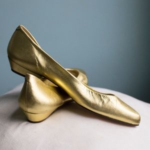 Allure Gold Leather Flats
